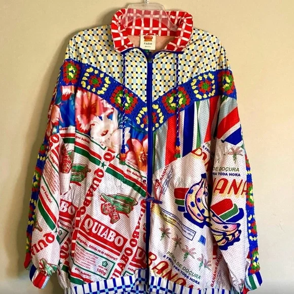 FARM Rio Carnaval Mixed Print Windbreaker with Crochet Detail - Picture 6 of 15